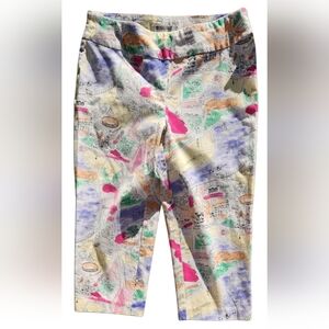 Inspired Style Size 8 City Print All Over Fun Colorful French Print Capri